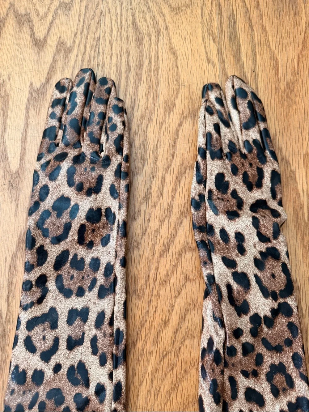 Leopard Print Long Gloves - Brown & Black